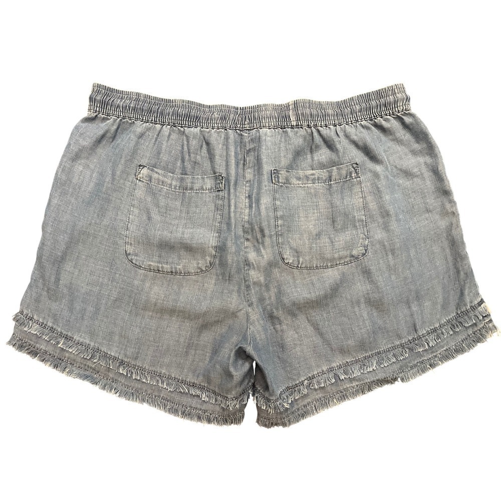 SAKS Fifth Avenue 100% Lyocell Shorts, with Fringe Accents & Drawstring, Size L - Picture 2 of 6